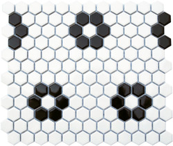 Arvex Hexagon 1" Black/White Flower